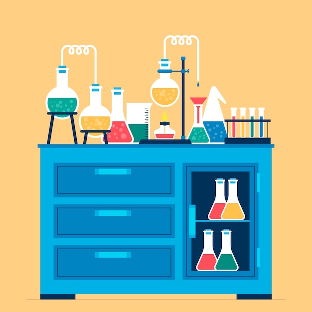 Free vector science lab equipment flat design