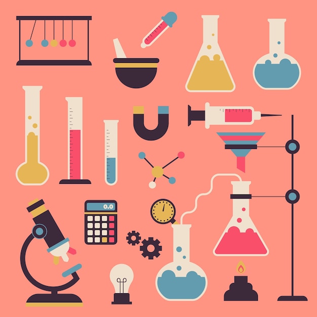 Free vector science lab objects illustrated pack