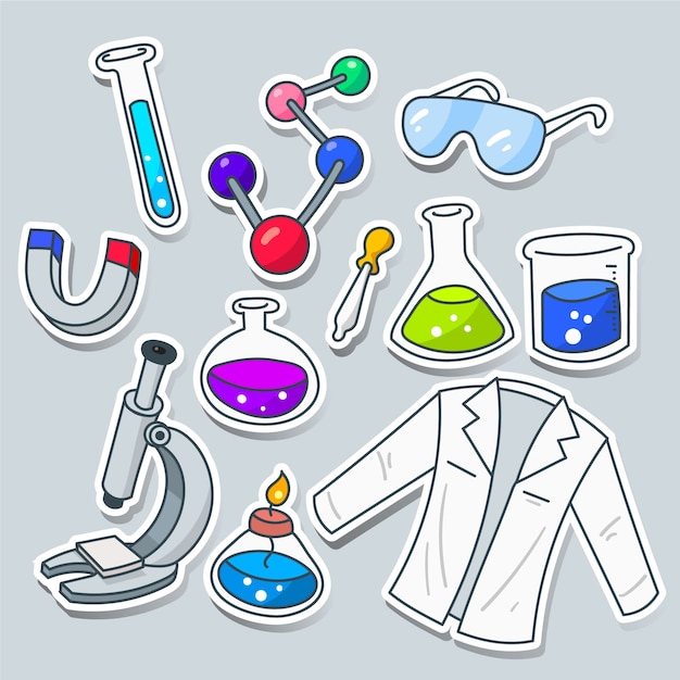 Free vector science lab objects pack