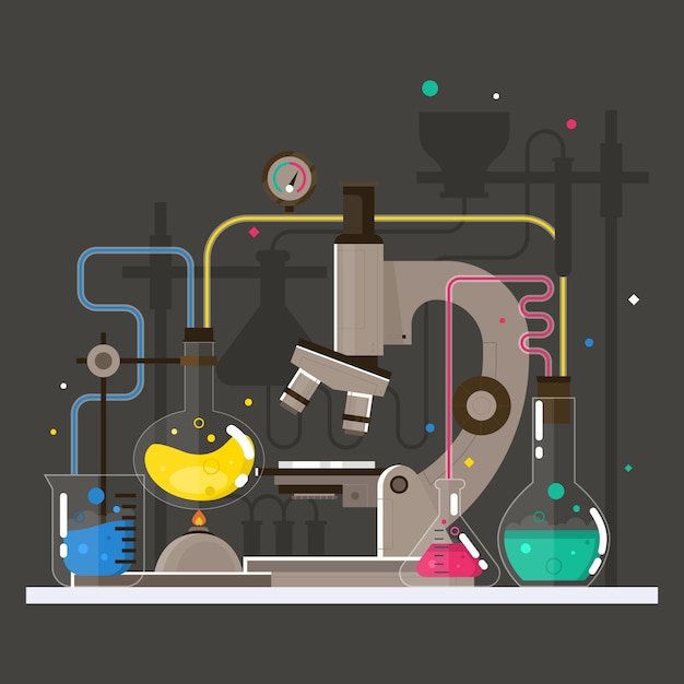 Free vector science lab objects pack