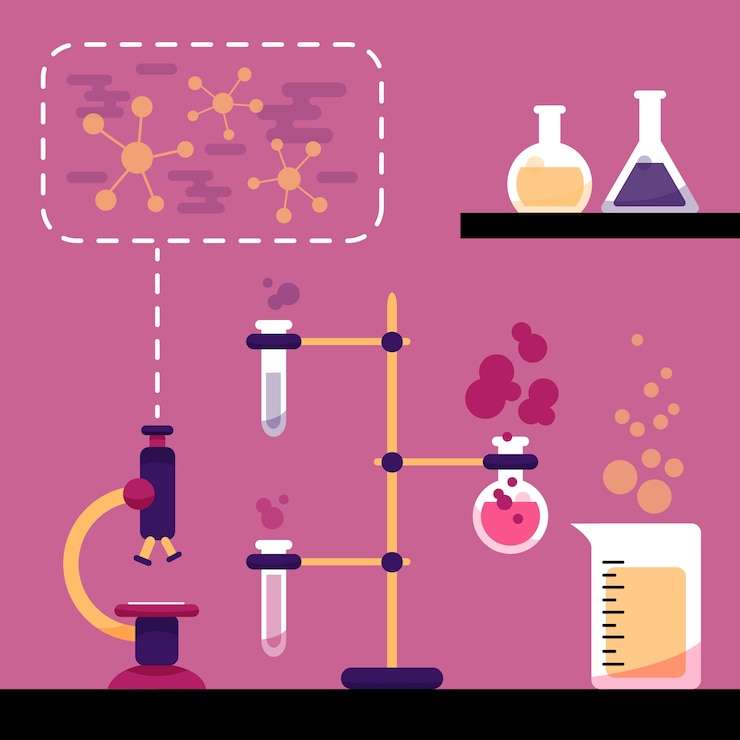 Free Vector science lab with chemicals