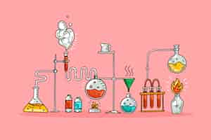 Free vector science lab with objects