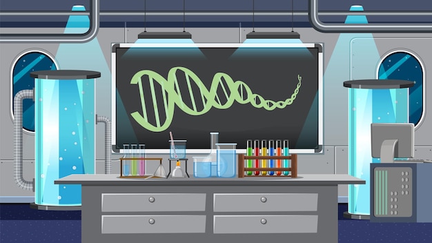 Vettore gratuito sala del laboratorio di scienze per esperimenti chimici