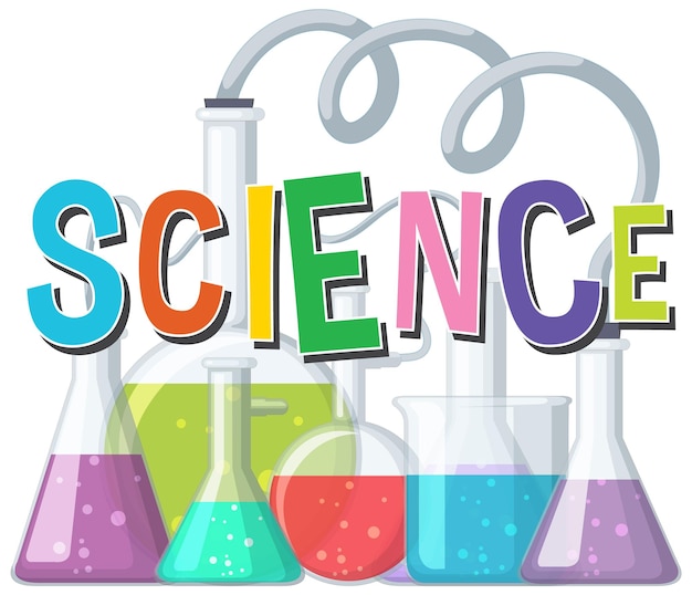 Free vector science logo banner with lab tools and equipment