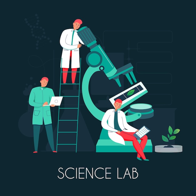 Science microscope composition with microscope illustration