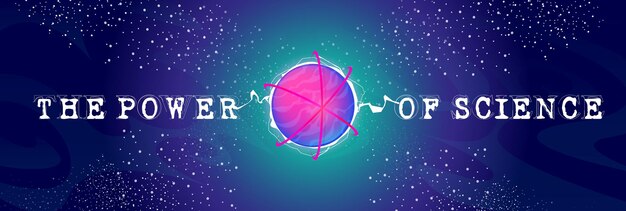 Плакат научной силы с неоновым энергетическим шаром