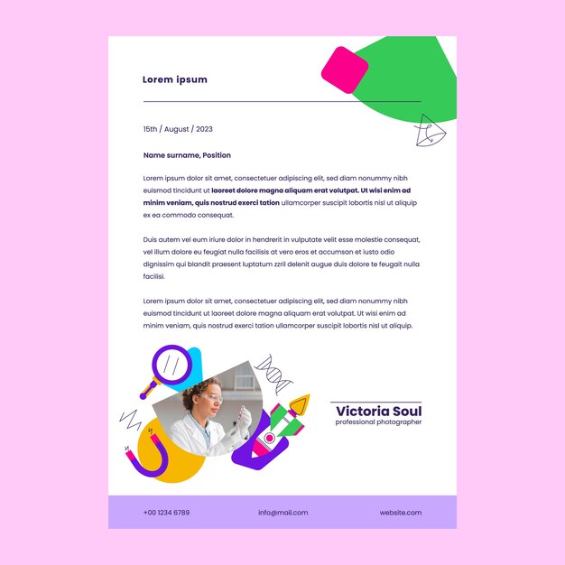 Free vector science project letterhead template