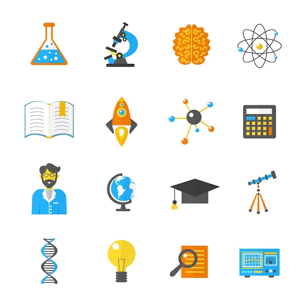 Free vector science and research icon flat