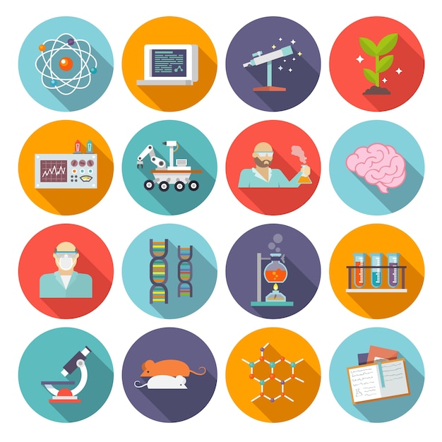 Free vector science and research icon flat