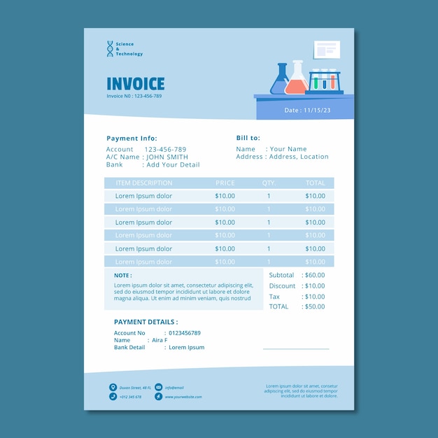 Science research invoice template
