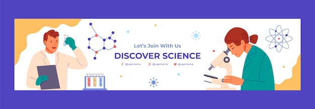 Free vector science research  twitch banner