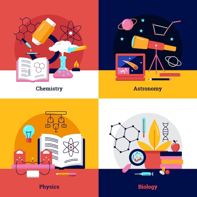 Free vector science square banners