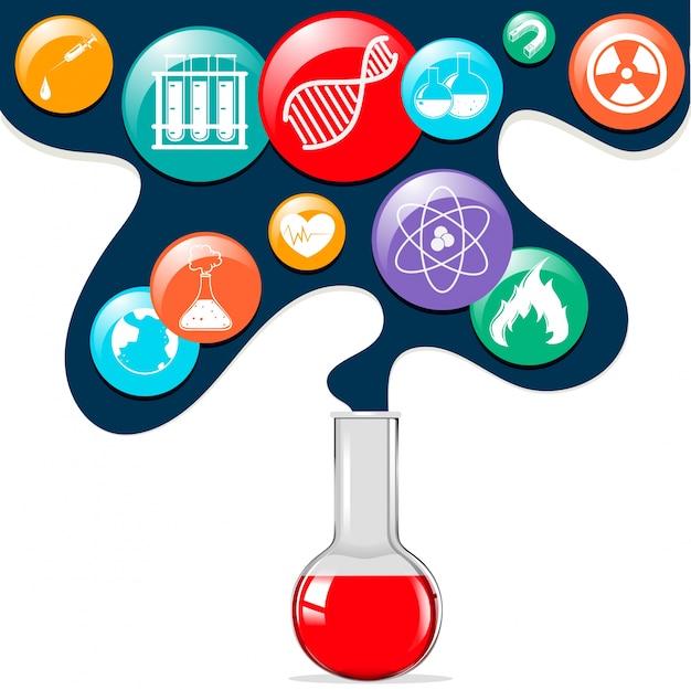 無料ベクター 科学記号とガラスビーカー