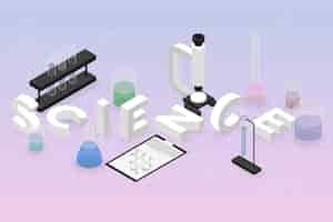 Free vector science word concept in isometric