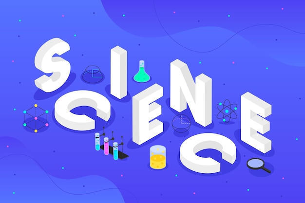 Science word concept in isometric