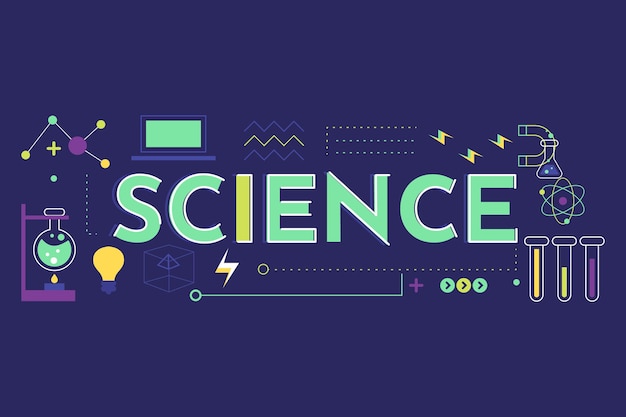 Free vector science word concept with elements set