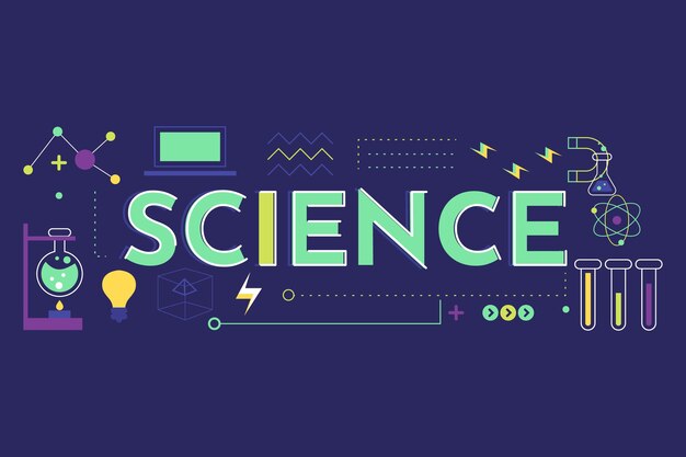 Science word concept with elements set