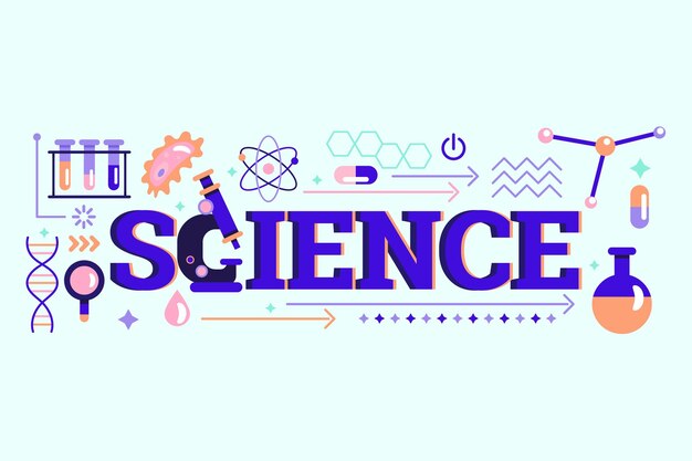 Science word concept with elements