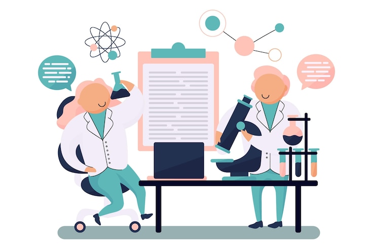 Free Vector science word with microscope