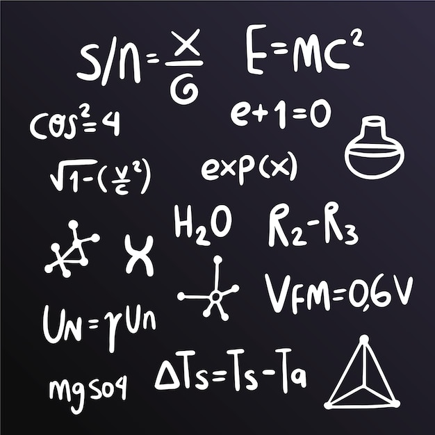 Scientific formulas on chalkboard concept