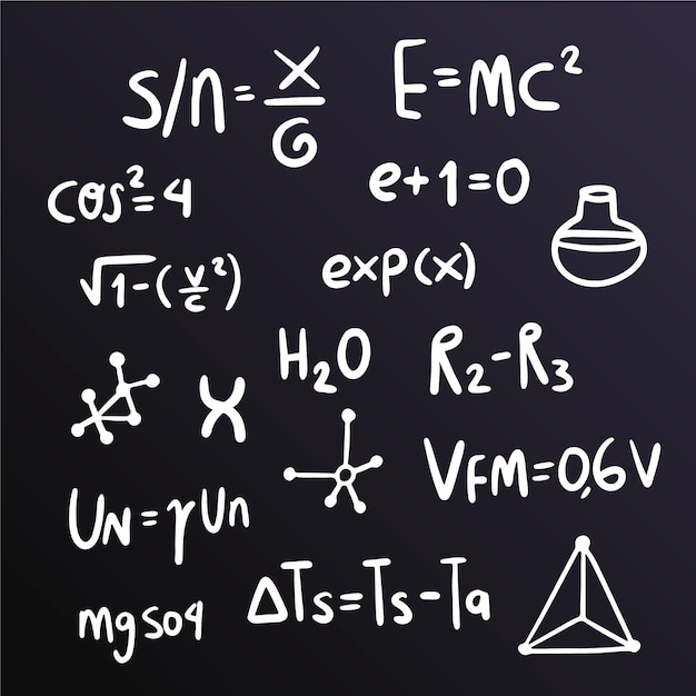 黒板のコンセプトに科学的な数式