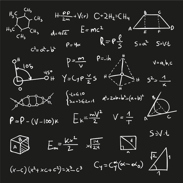 Vettore gratuito formule scientifiche sulla lavagna