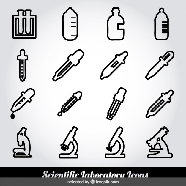 無料ベクター 科学的な実験室の概要黒いアイコン