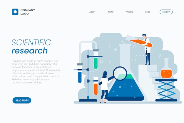 Scientific research flat design landing page