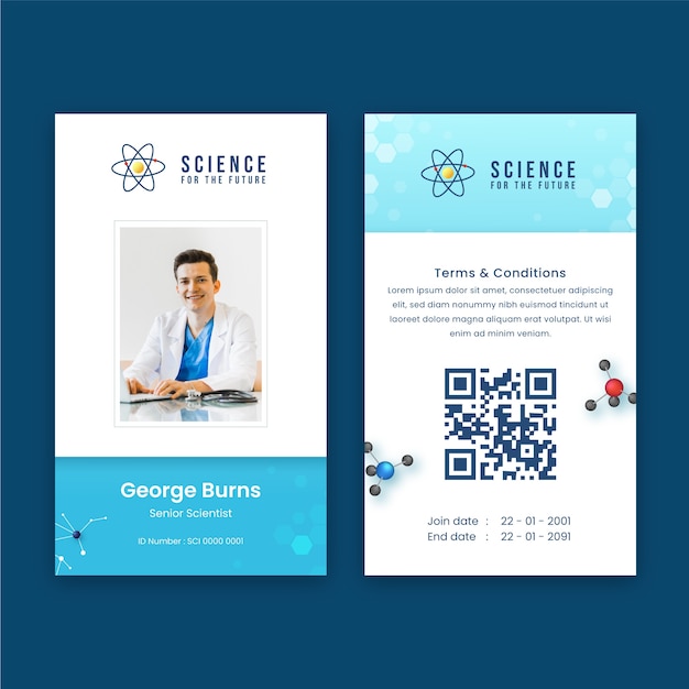 Free vector scientific research  id card template