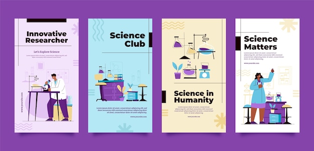 Free vector scientific research  instagram stories template