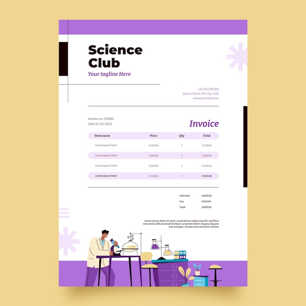 Scientific research invoice template