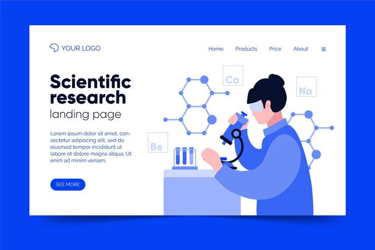 Free Vector scientific research landing page design