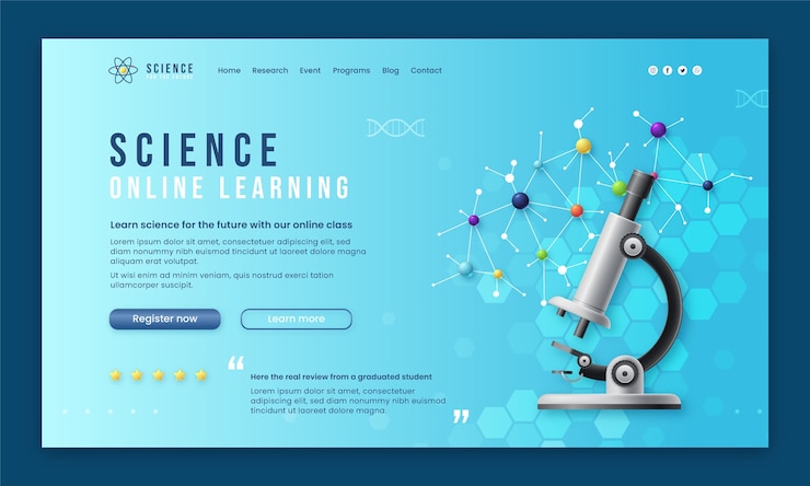 Free Vector scientific research landing page template