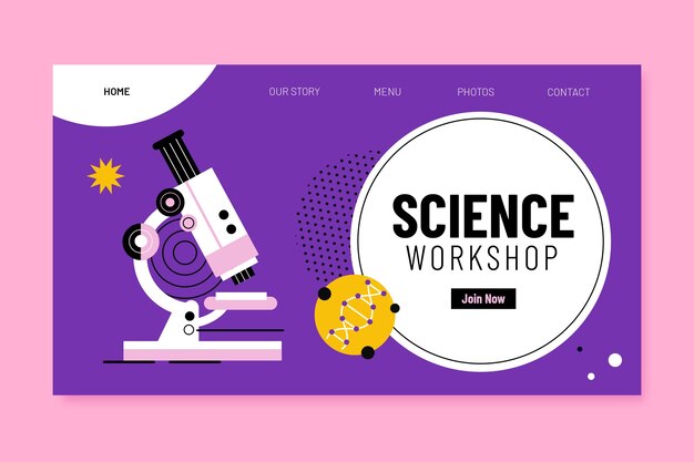 Free vector scientific research landing page template