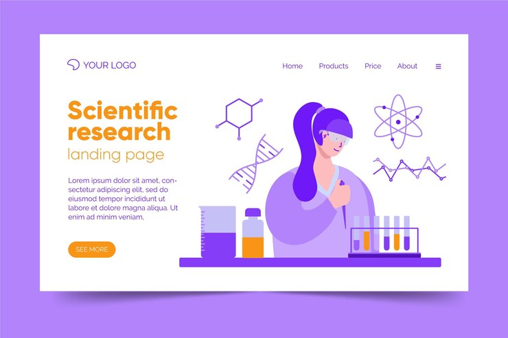 Free Vector scientific research landing page theme