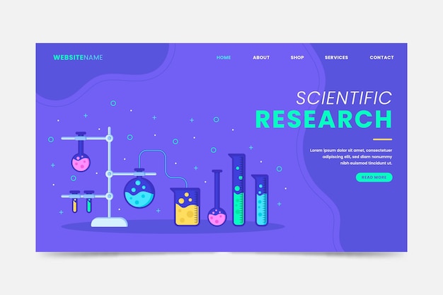 Free vector scientific research landing page