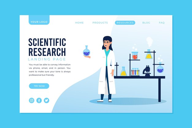 Scientific research landing page