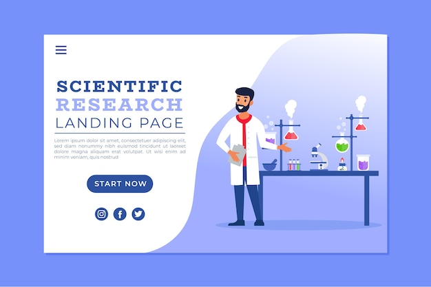 Free vector scientific research landing page