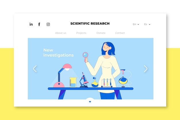 Free vector scientific research landing page