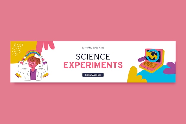 Free vector scientific research twitch banner template