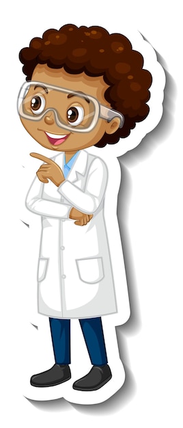 Free vector scientist boy cartoon character sticker