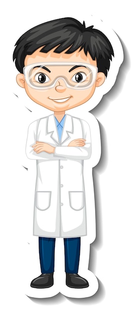Free Vector scientist boy cartoon character sticker