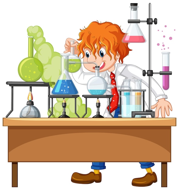 Free vector scientist doing science experiment in the lab