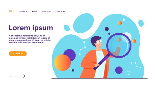 Scientist doing scientific research  landing page