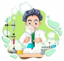 Free vector a scientist experiment in the lab on white background