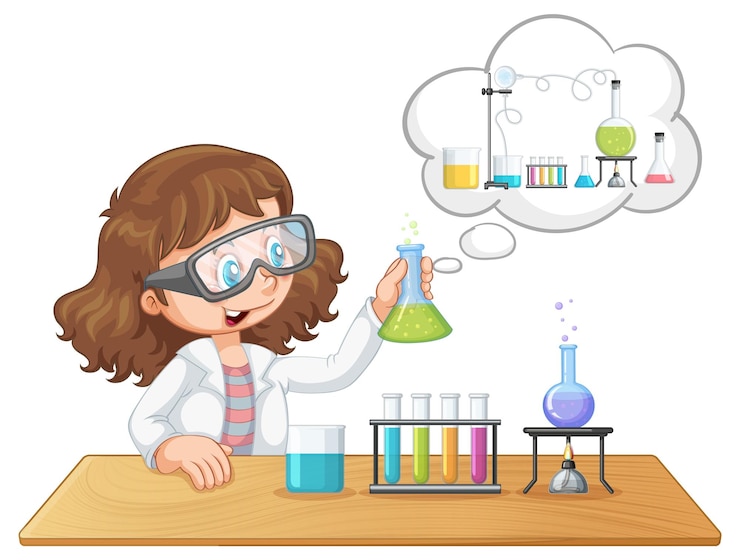 Free Vector a scientist experiment with speech bubble