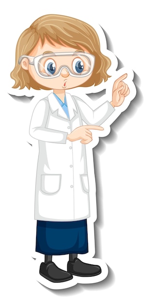 Scientist girl cartoon character in standing pose