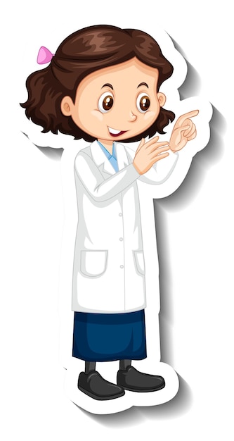 Scientist girl cartoon character in standing pose