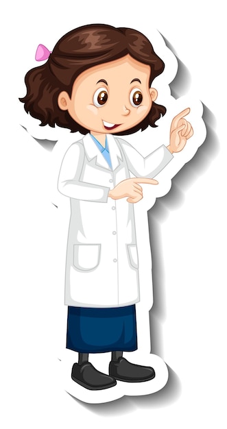 Free vector scientist girl cartoon character in standing pose