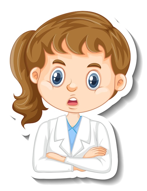 Free vector scientist girl cartoon character sticker